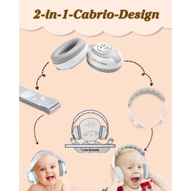 Lilian&Gema Baby Hearing Protection - 2 in 1 Baby Headphones Noise Protection 25 dB Baby Earmuffs Noise Adjustable Headband Headphones Baby Noise Protection for Babies up to 48 Months Hearing