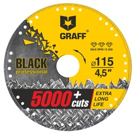 Metal Cutter GRAFF Black Cut Off Wheels 115mm - Diamond Metal Cutting Disc for Angle Grinder - 60x Longer Wheel Life