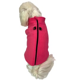 Cara Mia Dogwear Dog Fleece Zip Back Harness Vest Jumper Sweater Coat for SMALL BREED Dogs (Medium, Pink)
