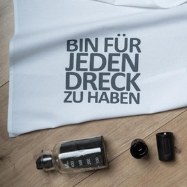 17;30 Tea Towel 100% Cotton Humorous Saying Bin für jeden Dreck zu haben!, Environmentally Friendly, White/Grey, 50 x 70 cm