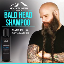 Mountaineer Brand Bald Head Care Gifts For Bald Men | All Natural 3 Step Daily Skin Care for Healthy Scalp & Face | Exfoliate Scrub | Cleanse Wash | Shine Away PH Balance