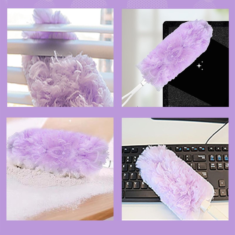 12 PCS Purple Duster Refills, Extendable Microfiber Duster with 1