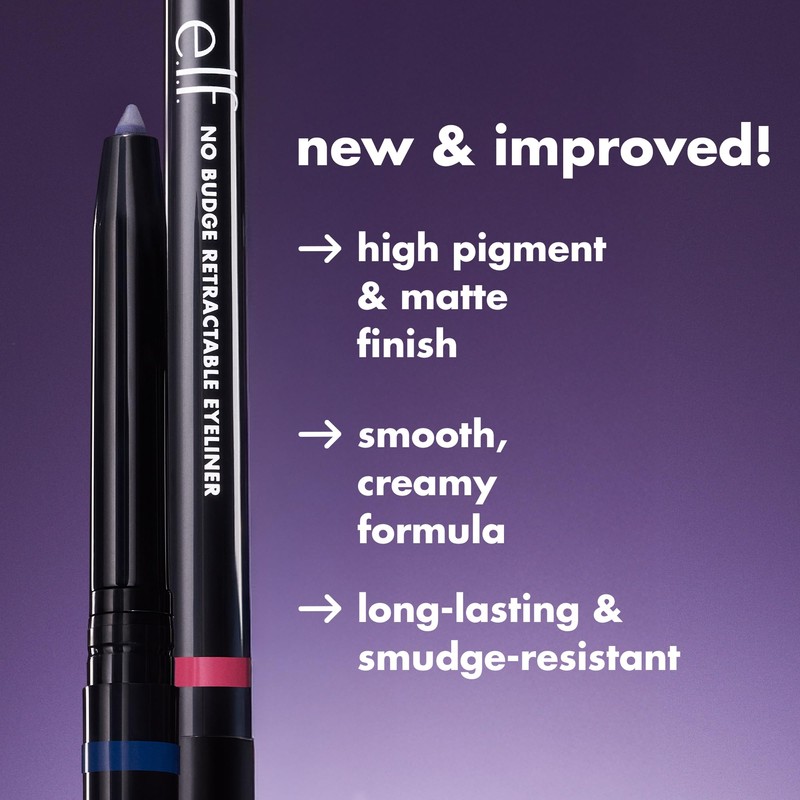 e.l.f. No Budge Retractable Eyeliner, Creamy, Ultra-Pigmented & Waterproof, Creates