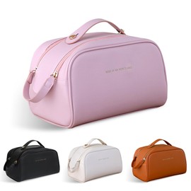 Fyriswho Women's Cosmetic Bag, Beauty Case, Large Make Up Bag, Travel Cosmetic Case for Women, Travel Makeup Bag, Portable Cosmetic Bag with Carry Handle, pink