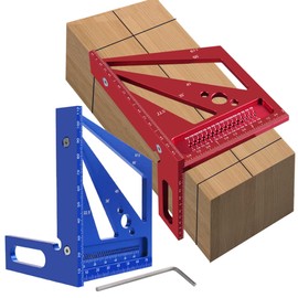 Upgrade Woodworking Measuring Ruler Metric/Inch 3D Multi-Angle Aluminum Alloy 22.5/30/45/60/67.5/90 Degree  Square Ruler Protractor Miter Triangle Ruler for Engineer Carpenter Crafting Drawing