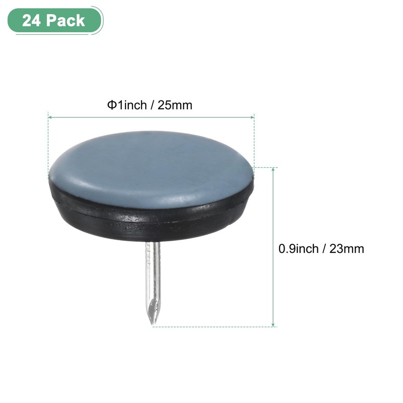 M METERXITY 24-Pack Nail on Furniture Sliders, 1" (25mm) PTFE