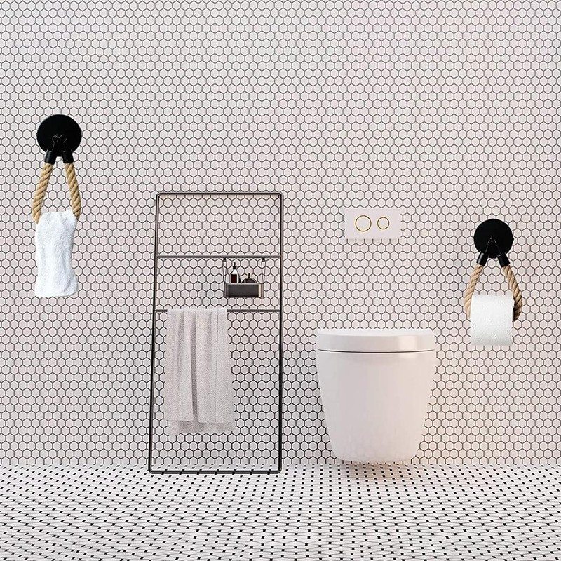 Toilet Roll Holder Rope Toilet Paper Holder Wall Mounted Towel