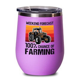 Farmer Pink Edition Wine Tumbler 12oz - Forecast Farming - Dry Farming Farm ranch Market Garden Agricultural Seed Drill Acre Hay Tractor Farmer Crops