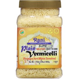 Rani Plain Vermicelli (Wheat Noodles) 28oz (1.75lbs) 800g PET Jar ~ All Natural | Vegan | NON-GMO | Kosher | Indian Origin