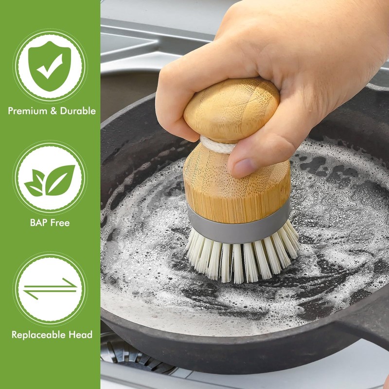 Pack of 2 Bamboo Palm Scrub Brushes - Ideal for