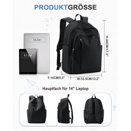 suradar Backpack Girls Teenager Boys School Backpack 14 Inch Laptop School Bag Lightweight School Bags Travel Backpack for Men and Women, A-Black
