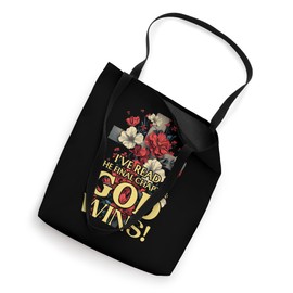 I've Read the Final Chapter God Wins Christian Floral Cross Tote Bag