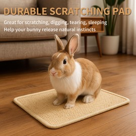 FTNA Natural Sisal Rabbit Scratch Mat for Bunnies, 2 Pack Bunny Chew Pads for Nails Grinding, Digging & Nesting – Safe Cage Liner Rug for Rabbits, Rats, Small Pets (24x16in)