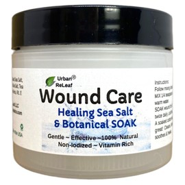 Urban ReLeaf Wound Care ! Soothing Sea Salt & Botanical SOAK ! Clean and Calm Wounds. Gentle, Effective, Non-iodized, 100% Natural. Vitamin Rich