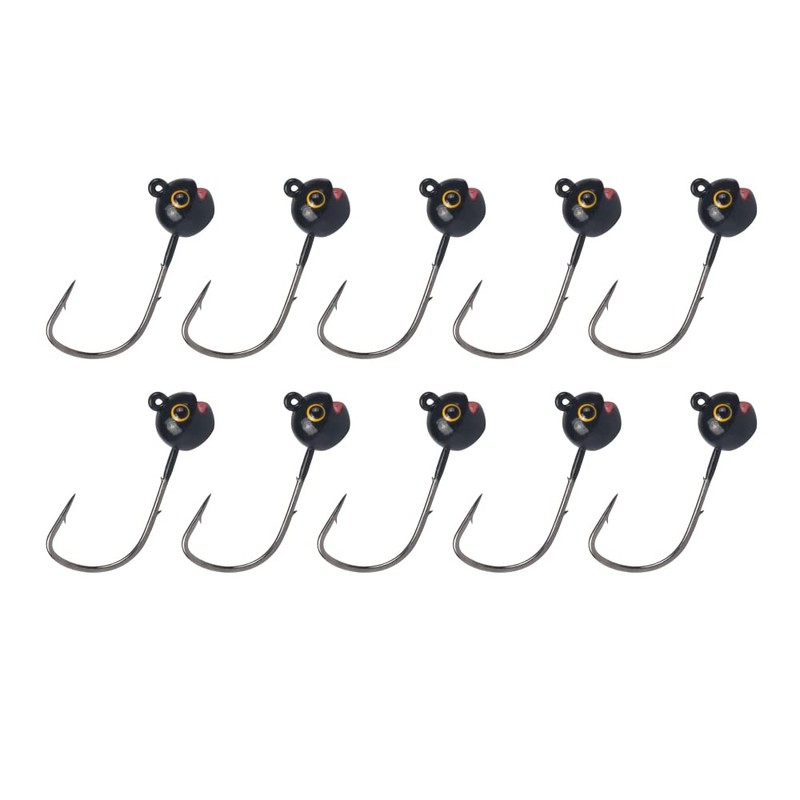 MUUNN 10Pcs Tungsten Jig Head Fishing Hooks， Weedless Round Jig