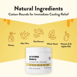 Eczema Honey Cotton Rounds 8oz Soothing Natural Skin Relief for Eczema Itching