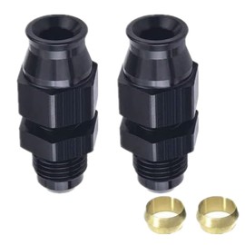 NLQR 2 Pcs 6AN Male Flare to 5/16" Fuel Hardline Tube Fitting Adapter Connector Aluminum Alloy with brass collar Black Anodized