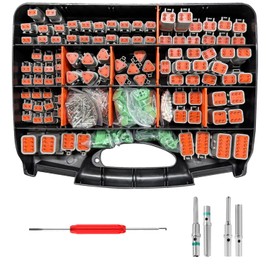 GKG Deutsch Connector Kit, 2 3 4 6 8 12 Pin DT Connectors, Deutsch Pin Removal Tool (603PCS DTK9 Connector Kit)