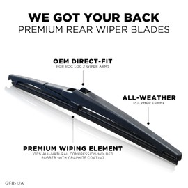 ClixWipers 12" Rear OEM Wiper Blade Replacement for Dodge Durango 2022-2011 Journey 2022-2008 Toyota Highlander 2019-2001 RAV4 2012-2001 Lexus NX RXL UX 22-15 Rear Windshield Wiper (12A)