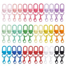 PH PandaHall 36pcs Colourful Lobster Claw Clasps Keychain Key Rings Metal Split Key Ring for Keychain Making Key Holders DIY Crafts Pendants Jewellery Making Home Office, 2 inch