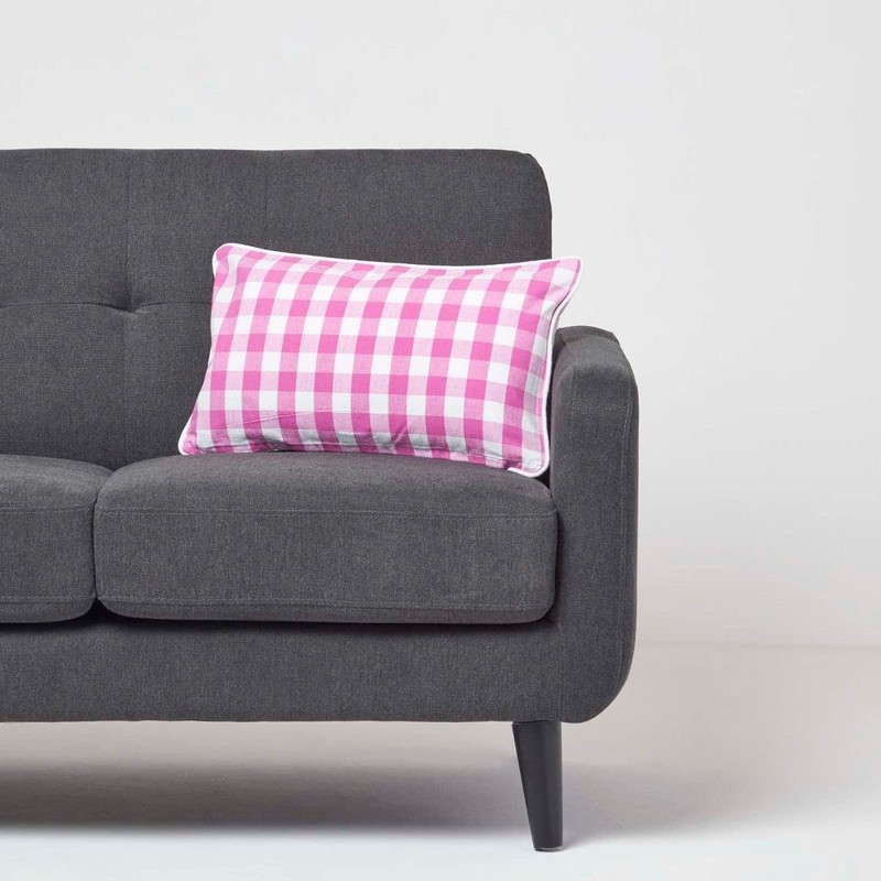 Homescapes - 100% Cotton - Block Check - Filled Cushion