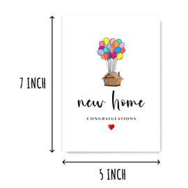 GoGiDesigns New Home Congratulations Cute Card - Balloons New Home Card - Housewarming Decor Card - Wonderful Greeting Card, White