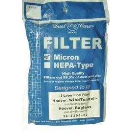 Hoover Wind Tunnel Non-Self Propelled Bagless Wind Tunnel Micron Filter, Dust Care Replacement Brand, Designed to fit Bagless and Wind Tunnel Non Self Propelled Models, 2 Filters in Pack