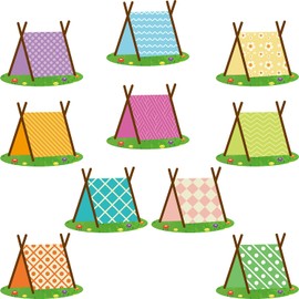 60 Pieces Woodland Tents Cut-Outs Camping Bulletin Board Decoration Woodland Tents Cut-Outs Educational and Learning Activities for Kids