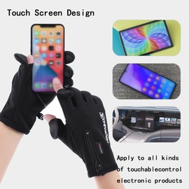 Men's Winter Custom Glove Waterproof Warm Windproof and Antiskid Cycling Sports Racing Gloves, Black, XX-Large