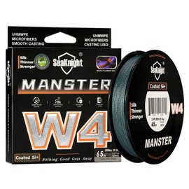 Seaknight W4 Braided Line 4 Strands 300m/500m Super Smooth PE Multifilament Line Carp Fishing Line Double Coating UV Resistant Salt Water Fishing Line for Saltwater 15-80LB