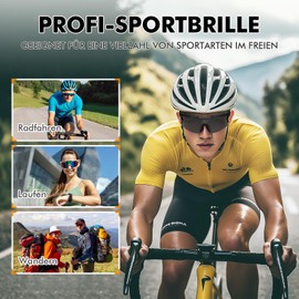 UVTQSSP TR90 Sports Glasses Cycling Glasses Men Women UV400 Protection Sports Sunglasses HD View Ultralight Running Glasses for MTB Road Bike Cycling Running, Black Frame/Grey Lens