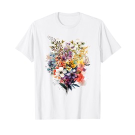Vintage Inspired Watercolor Flowers - Botanical Cute Design T-Shirt
