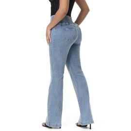 SHAPSHE Curvy Bootcut Jeans for Women Mom Jeans High Rise Stretch Jeans Butt Lifting Skinny Colombian Jeans para Mujer 2025 Lightblue