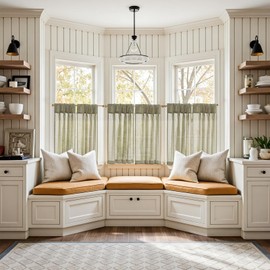 Jinchan - Cortinas de cocina plisadas de lino de 36 pulgadas, 2 paneles, cortinas de nivel de lino natural con pestaña trasera, cafetería para filtrar la luz, cortinas de ventana pequeña para baño