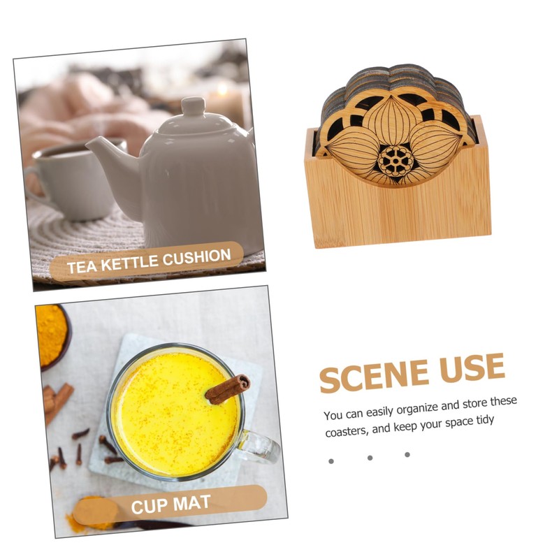 MAGICLULU 6pc Bamboo Lotus Coasters Heat Resistant Drink Coasters Holder