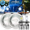 QULOOX 2PCS DOT 7" Inch Round LED Headlights H4 DRL