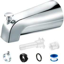 Enhon Tub Spout, Universal Fits 1/2'' Copper Pipe, 1/2'' IPS and 3/4'' IPS, Bathroom Bathtub Tub Faucet Replacement with Adapters (with Diverter,Chrome)