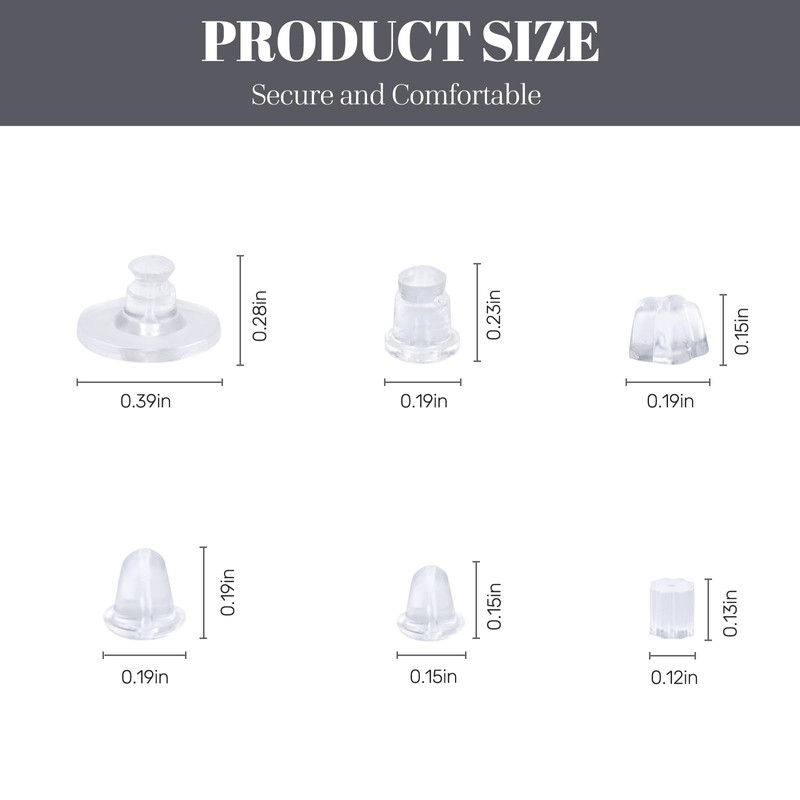 6 Styles Silicone Earring Backs for Studs/Droopy Ears/Heavy Earring, 600