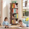 HSH Rotating Bookshelf Tower, 360°Revolving Bookcase with Wheels, Walnut