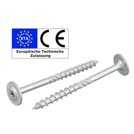 Flat Head Screws with Torx Drive (TX) | Galvanised | Reinforced Head + Friction Shaft + Cut Tip | with ETA Approval | Wood Screws | Construction Screws (10 x 180 mm, Pack of 10)