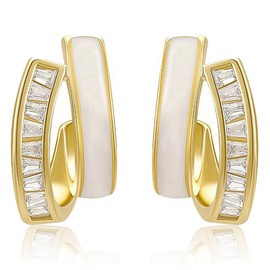 GOKEI Women's Earrings for Both Ears, Popular, 925 Silver, 18K Gold Plated, Hypoallergenic, Hoop Earrings, Cubic Zirconia, Screw Type, Piercer, Surgical Stainless Steel