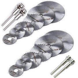 QISF 16Pcs HSS Saw Blades Rotary Tool Circular Saw Blade Set Mandrel - 1/8" (3.175mm) and 1/4" (6.0mm) Shank For Dremel, Proxxon Drill Rotary Tools