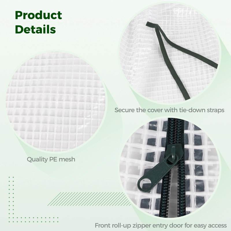 yeesport 56x56x76Inch PE Cover for Walk-in Greenhouse with Roll-Up Zip
