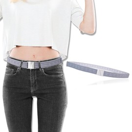 Truth Womens belts Adjustable Stretch Belt, No Show Flat Buckle KARMA ladies belts for womens, Perfect ladies belts KARMA-GREY-LINES-XL