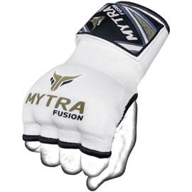 Mytra Boxing Inner Gloves Hand Wraps Protection Easy Wraps Gloves Gel Padded along Wrist Strap Closure (White, L/XL)