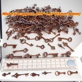 YYHDTYFY 150 Pcs Vintage Skeleton Key Set Charms DIY Copper Pendant Antique Mixed Style for Keychain Earring Necklace Bracelet Jewelry Making Wedding Party Favors