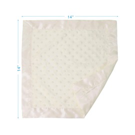 American Baby Company Heavenly Soft Chenille Security Blanket (14" x 14"), 2-Layer Design with Minky Dot & Silky Satin, Cream, for Boys and Girls