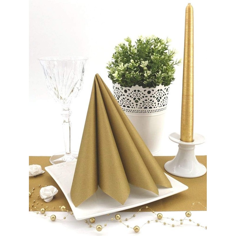 APARTina 50 Serviettes Gold Coloured 33 x 33 cm Fabric-Like