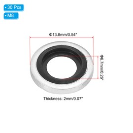 PATIKIL M8 Self-Centered Bonded Sealing Gasket, 30Pcs NBR Metal Bonded Sealing Washers Automotive Washers for Mechanical, Plumbing, Cylinder Repairs