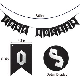 One Rocks Banner - Rock N' Roll Decorations, Garland 1950's Rock And Roll Party Banner, Music Birthday Banner, Baby 1st Birthday Party Supplies, Rock N' Roll Birthday Party Decorations…